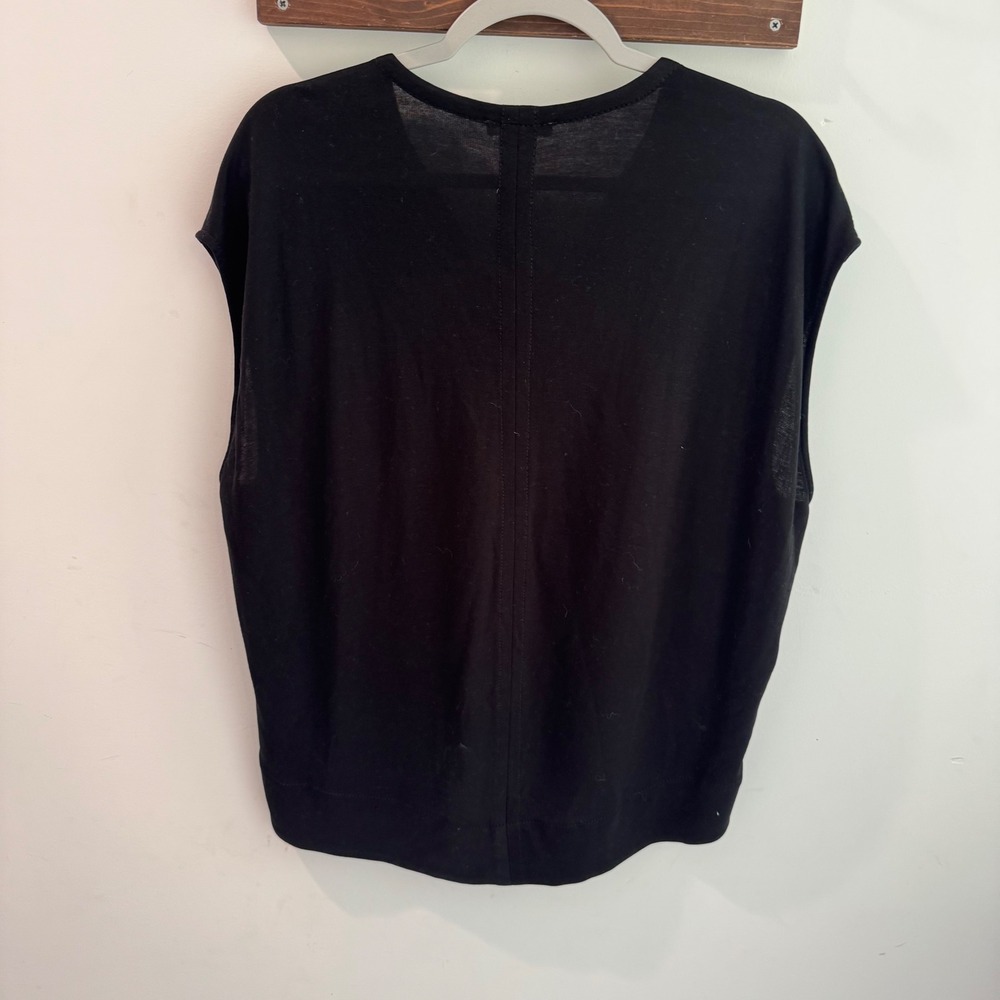 Helmut Lang Black V-Neck Sleeveless Mixed Media Acetate Silk Blend Medium - Picture 5 of 5
